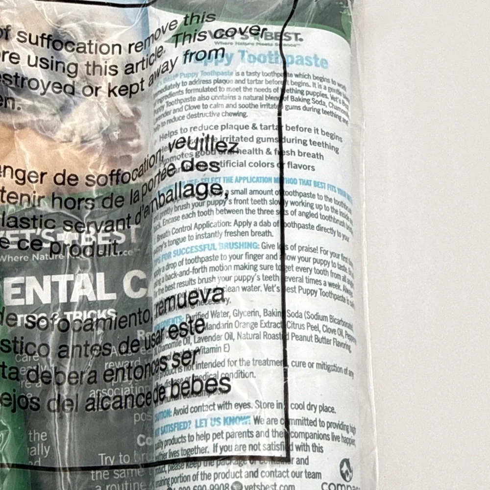 Vet's Best Dog Toothpaste & Dog‎ Toothbrush Dental Kit Exp 03/2027 For Puppies